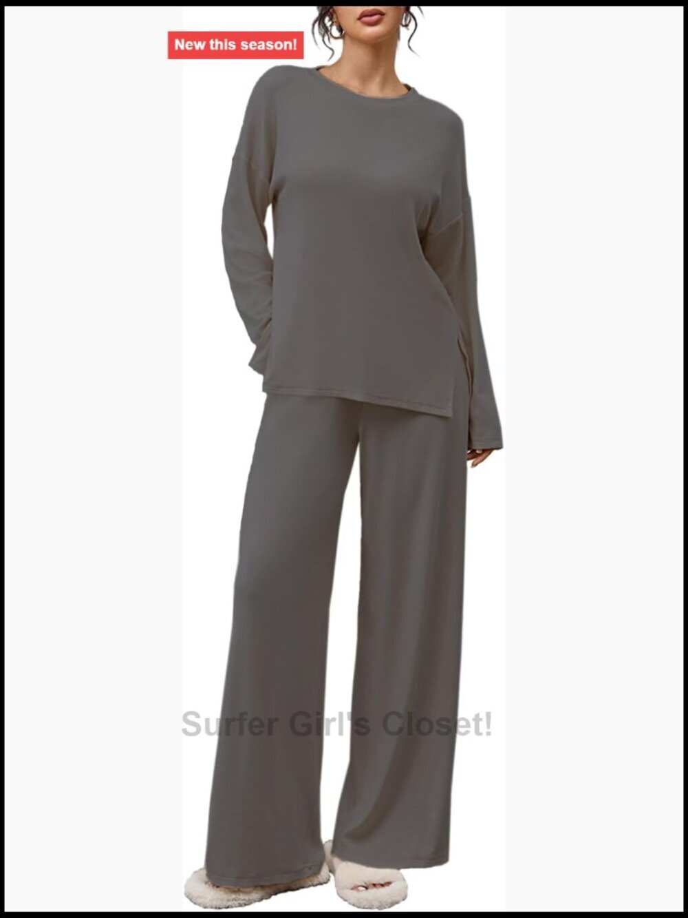 2-Pack Long Sleeve Tops & Wide Leg Pants - Casual Loungewear Set